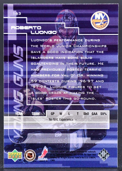 1999-00 UD Young Guns Roberto Luongo 163 RC