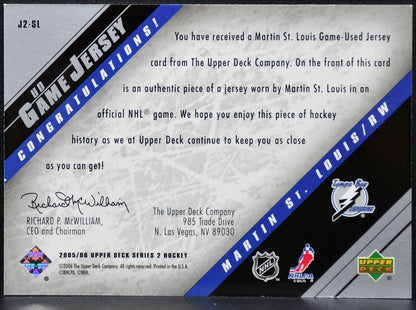 2005-06 UD Series 2 UD Game Jersey Martin St. Louis J2-SL Jersey 0765