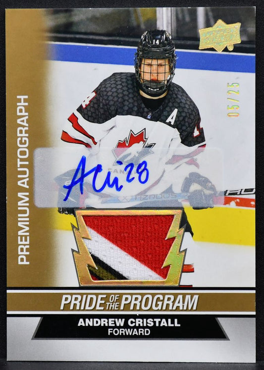 2023-24 UD Team Canada Juniors Premium Andrew Cristall Auto /25 Patch