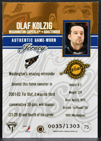 2002-03 Pacific Private Stock Titanium Jerseys Olaf Kolzig Capitals Jersey 6760