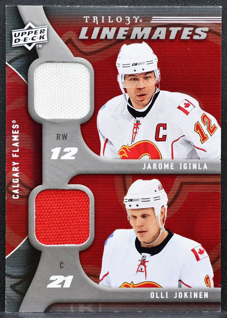 2009-10 UD Trilogy Linemates Olli Jokinen/Jarome Iginla LM-JI Flames Jersey 5487