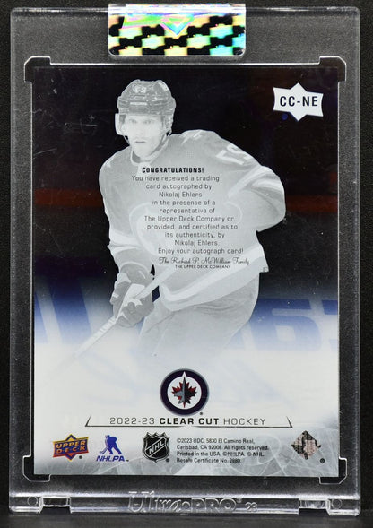 2022-23 UD Clear Cut Exclusives Nikolaj Ehlers CC-NE Winnipeg Jets Auto 05/65