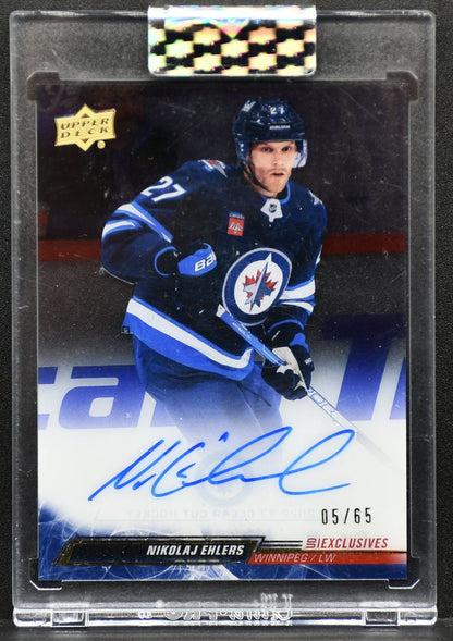 2022-23 UD Clear Cut Exclusives Nikolaj Ehlers CC-NE Winnipeg Jets Auto 05/65