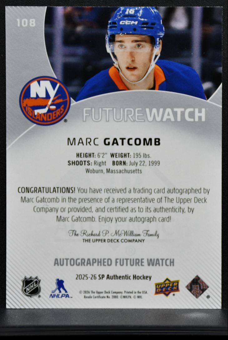 2025-26 SP Authentic Future Watch Auto Horizontal Gatcomb RC Auto 346/599 9690