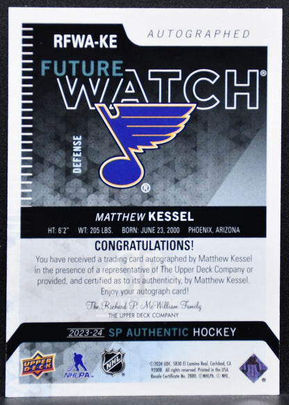 2023-24 SP Authentic Retro Autographed Future Watch Kessel RC Auto 308/699 7003
