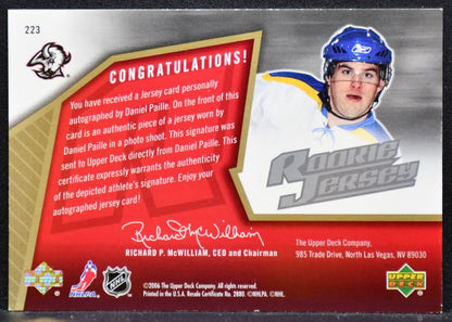 2005-06 SPx Rookie Jersey Auto Daniel Paille RC Auto 1151/1999 Jersey 6563