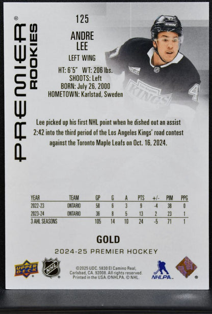 2024-25 UD Premier Rookies Gold Andre Lee 125 Los Angeles Kings RC 104/199 0670
