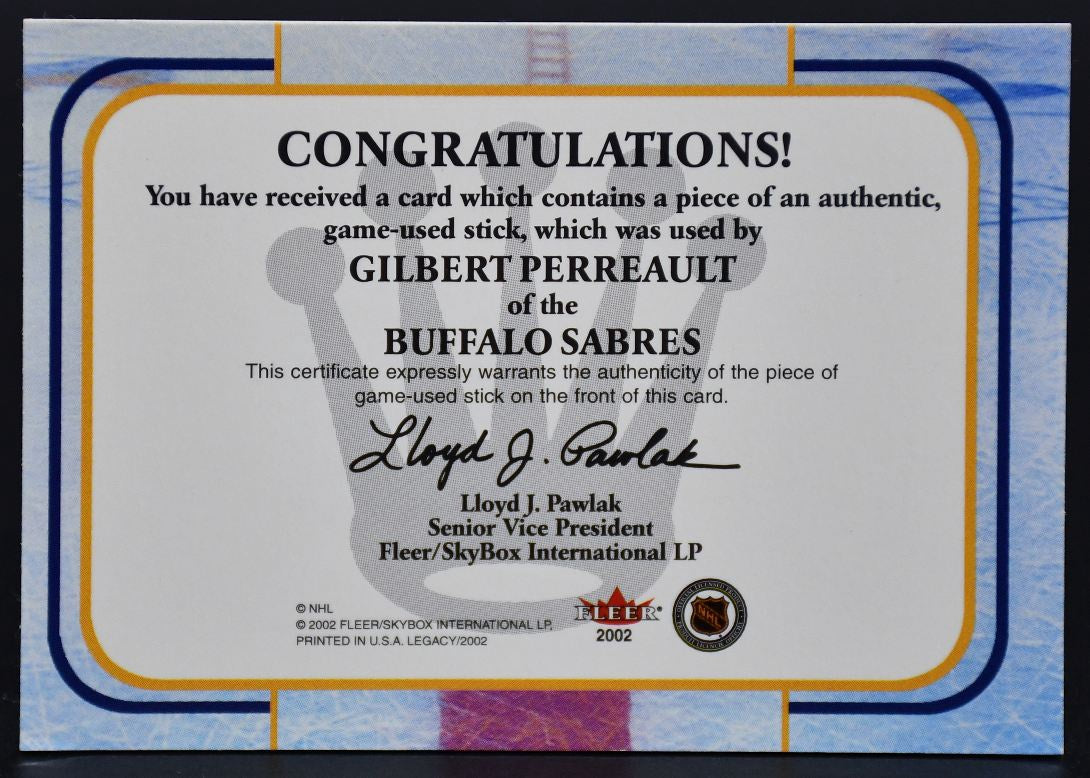 Bâton de hockey Gilbert Perreault des Kings de Fleer Legacy, saison 2001-2002