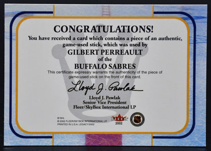Bâton de hockey Gilbert Perreault des Kings de Fleer Legacy, saison 2001-2002