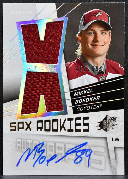 2008-09 SPx Rookie Jersey Auto Mikkel Boedker 184 Coyotes RC Auto 482/999 1755