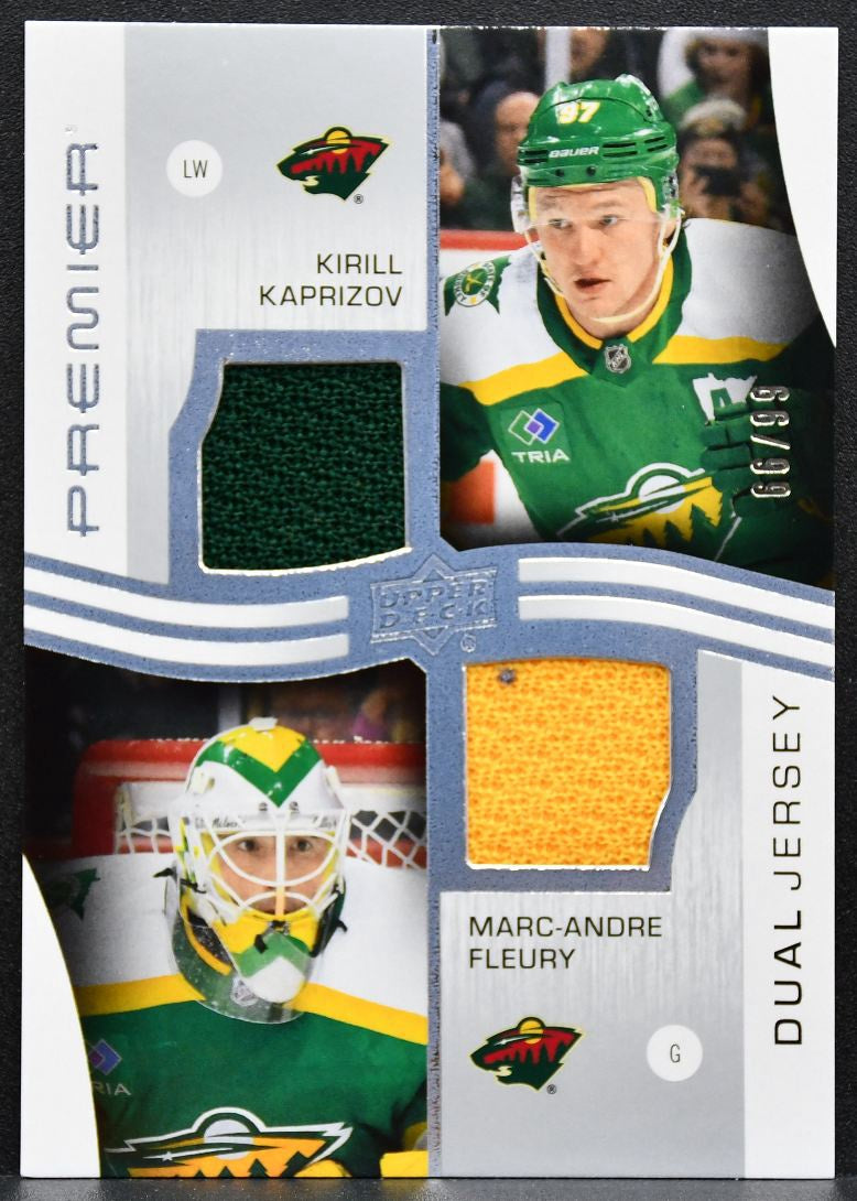 2023-24 UD Premier Dual Jerseys Kaprizov / Fleury Wild 66/99 Jersey 3356