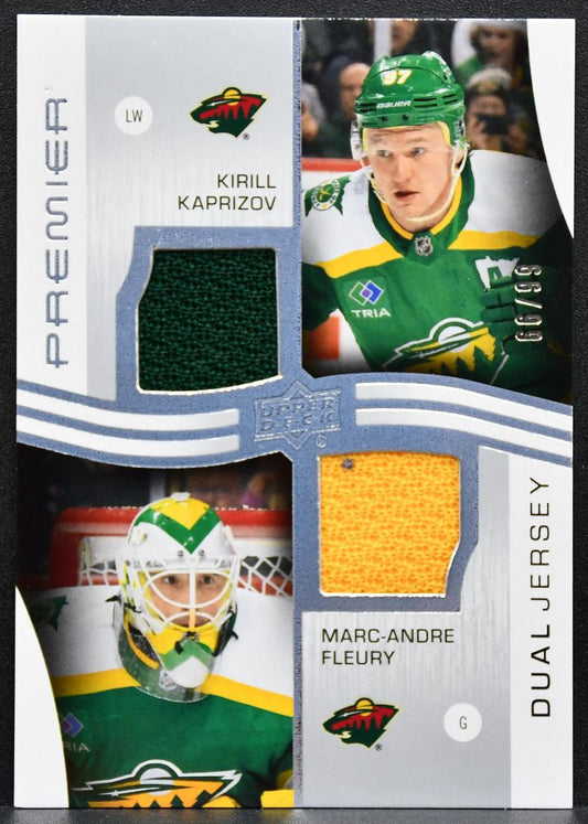 2023-24 UD Premier Dual Jerseys Kaprizov / Fleury Wild 66/99 Jersey 3356