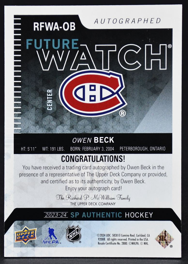 2024-25 SP Authentic Update 2013-14 Retro Autographed Future Watch Beck 115/699
