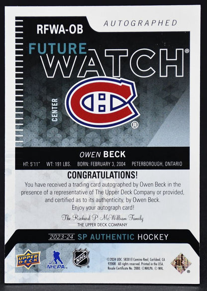 2024-25 SP Authentic Update 2013-14 Retro Autographed Future Watch Beck 115/699