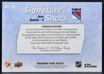 2025-26 UD Engrained Icons Signature Shots Jean Ratelle Rangers Auto 3530