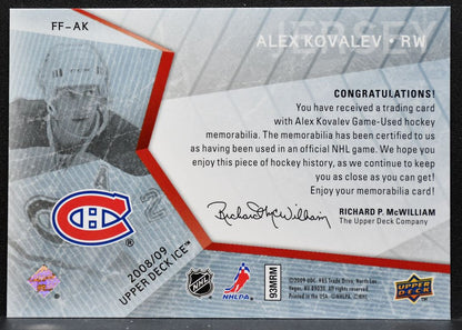 2008-09 Upper Deck Ice Frozen Fabrics Alex Kovalev FF-AK Canadiens Jersey 9020