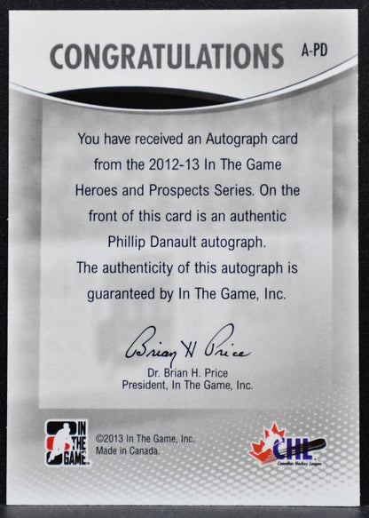 2012-13 ITG Heroes and Prospects Auto Black Vault Stamped Danault Auto 6518