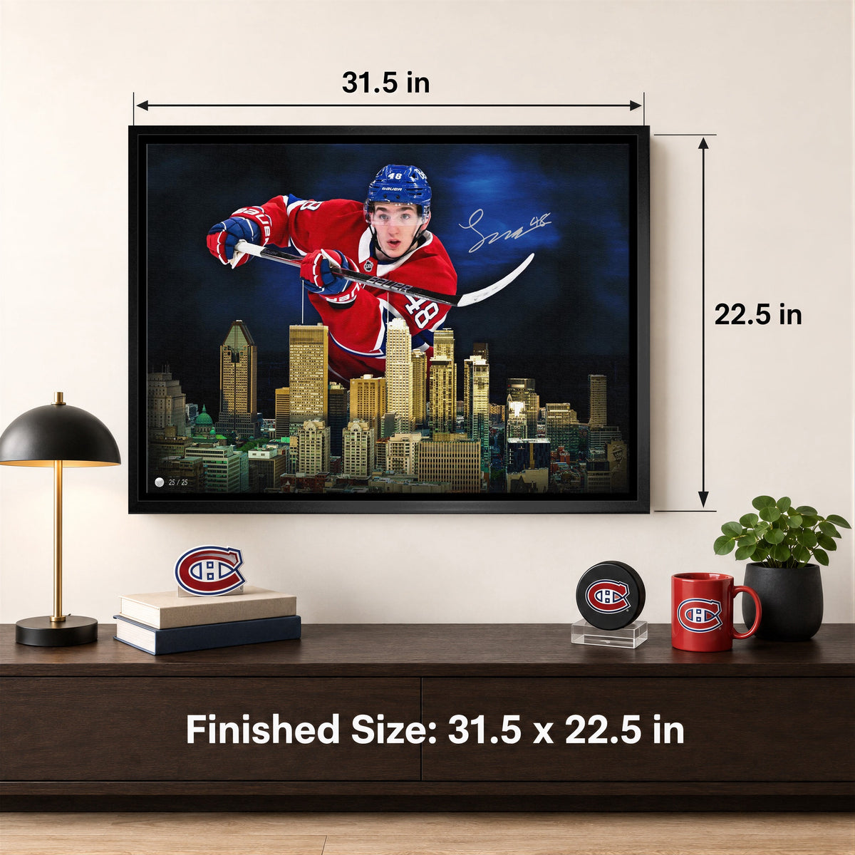 Hutson Signed 20x29 Canvas Canadiens Skyline Edition V1 (Limited Edition of 25)