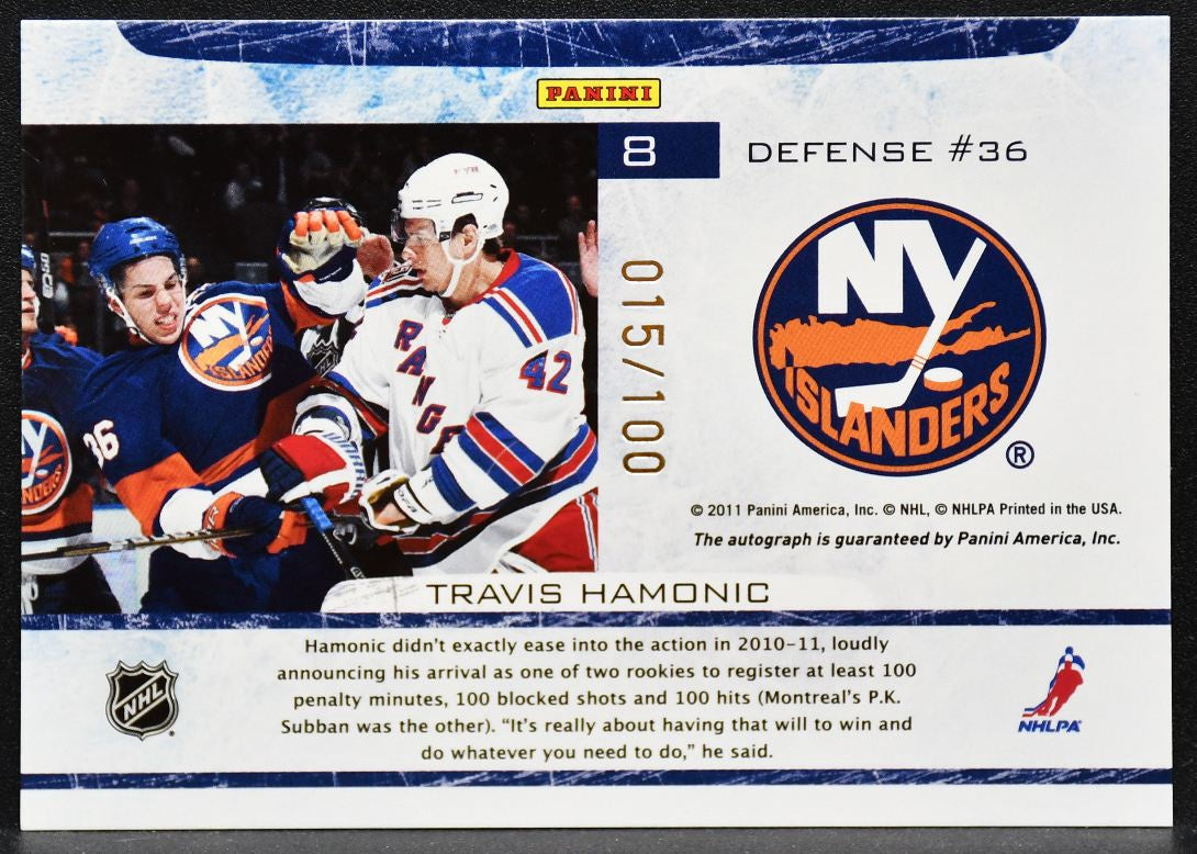 2011-12 Panini Certified Collision Course Hamonic 8 Islanders Auto 015/100 5842