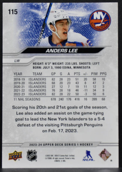 2023-24 Upper Deck Series 1 High Gloss Anders Lee 115 New York Islanders 06/10 8182