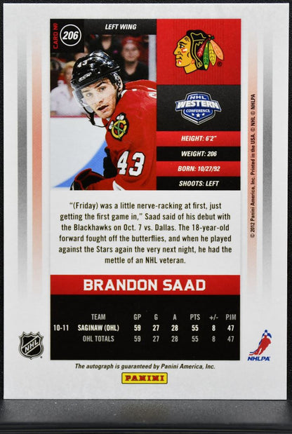 2011-12 Panini Contenders Calder Auto Saad Blackhawks RC Auto /800 4894