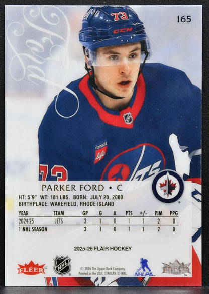 2025-26 Flair Rookie Parker Ford 165 Winnipeg Jets RC 3769