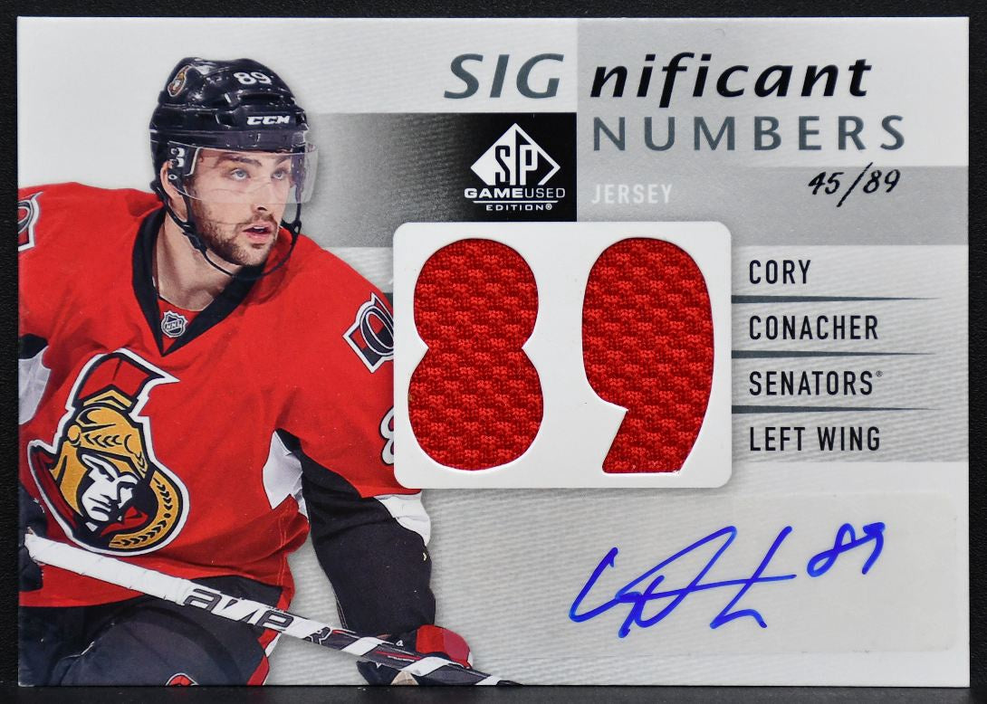 2013-14 SP Used SIGnificant Numbers Conacher Senators Auto 45/89 Jersey 0287