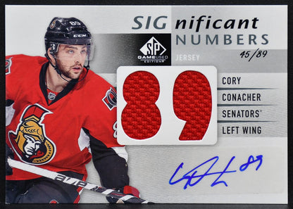 2013-14 SP Used SIGnificant Numbers Conacher Senators Auto 45/89 Jersey 0287