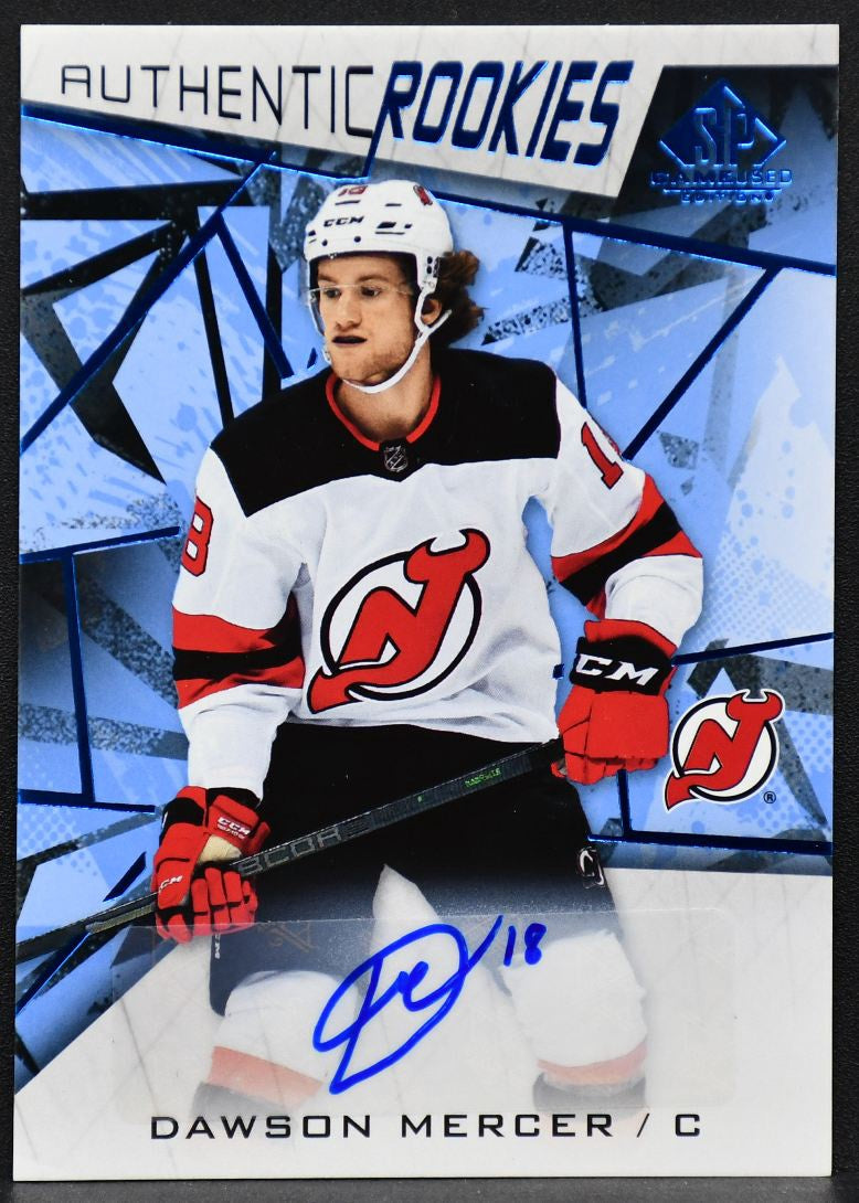21-22 SP Game Used Authentic Rookies Auto Dawson Mercer 143 New Jersey Devils RC 4511
