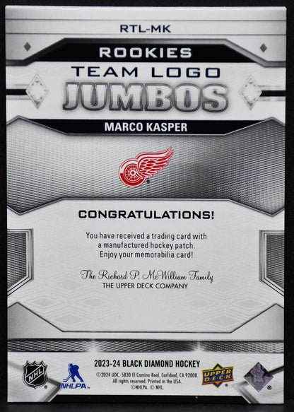 2023-24 UD Black Diamond Marco Kasper RTL-MK Detroit Red Wings RC Patch
