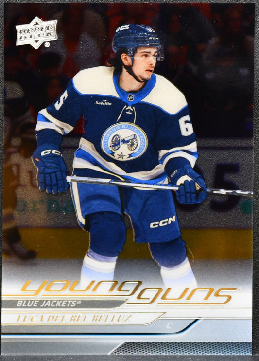 2024-25 UD Series 1 Young Guns Clear Cut Del Bel Belluz Blue Jackets RC 9858
