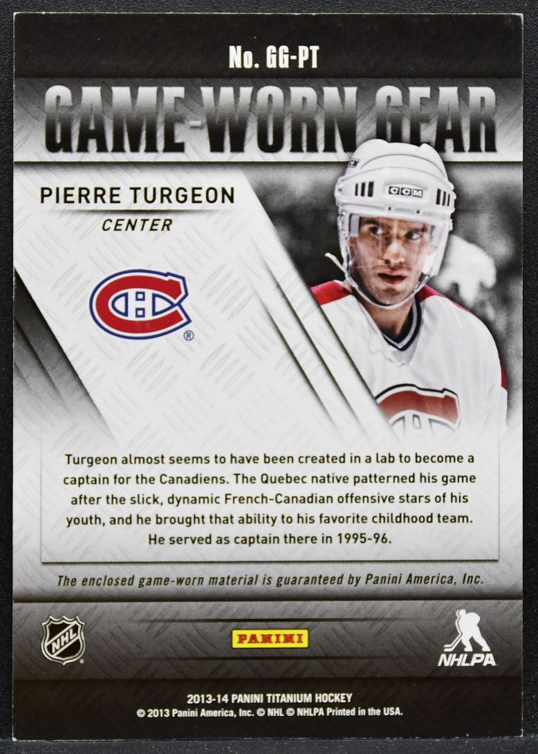 2013-14 Panini Titanium Game Worn Gear Pierre Turgeon Canadiens Jersey 9714