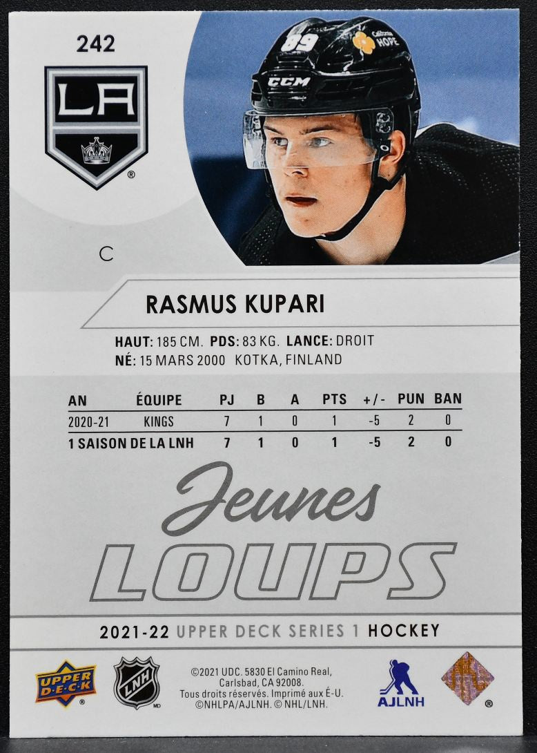 2021-22 UD Series 1 Young Guns Variante Francaise Rasmus Kupari Kings RC 2843