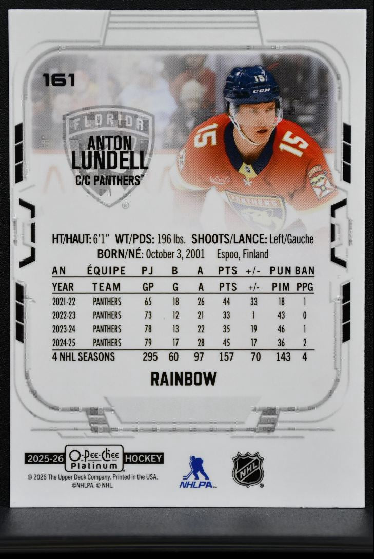 2025-26 O-Pee-Chee Platinum Rainbow Anton Lundell 161 Florida Panthers 3840