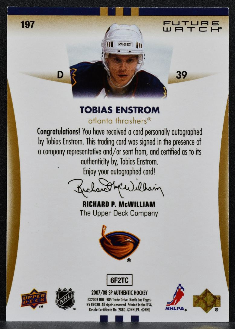 2007-08 SP Authentic Future Watch Auto Tobias Enstrom RC Auto 544/999 0529