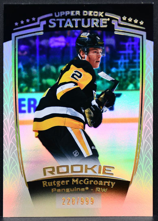 2024-25 UD Rookie Stature Rutger McGroarty 39 Pittsburgh Penguins RC 228/999 1930