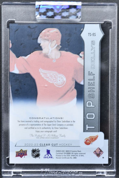 2022-23 UD Clear Cut Top Shelf Cellys Blue Soderblom Red Wings RC Auto 7107