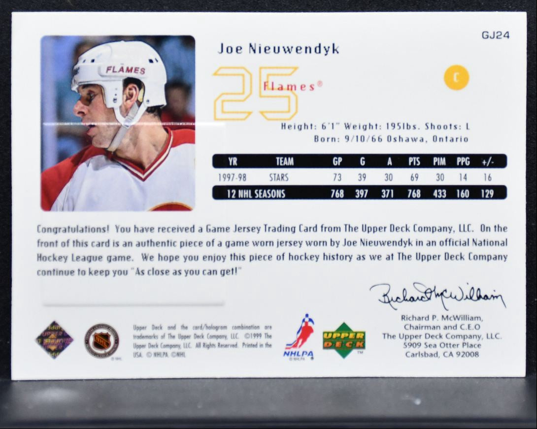 1998-99 Upper Deck Game Jerseys Joe Nieuwendyk GJ24 Calgary Flames Jersey 4336