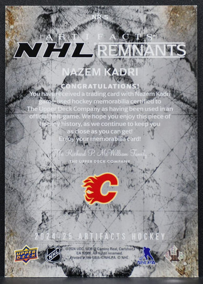 2024-25 UD Artifacts NHL Remnants Nazem Kadri NR-5 Calgary Flames RC Jersey 7857