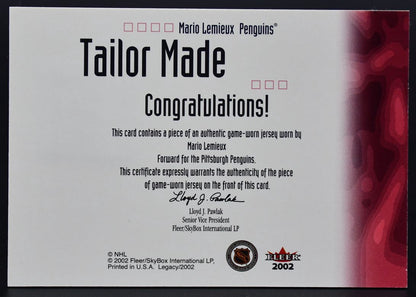 2002-03 Fleer Legacy Tailor Made Mario Lemieux Jersey