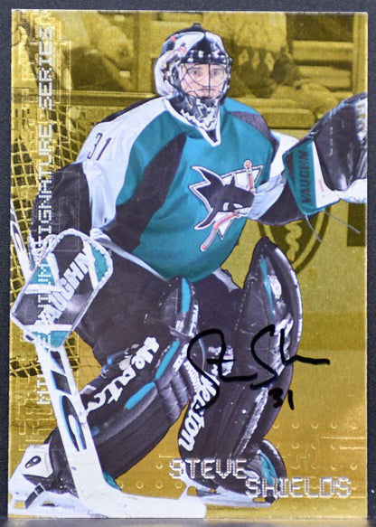 1999-100 In The Game Millenium Series Gold Steve Shields 213 Sharks Auto 8645