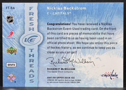 2007-08 Upper Deck Ice Fresh Threads Nicklas Backstrom Capitals Jersey 7851