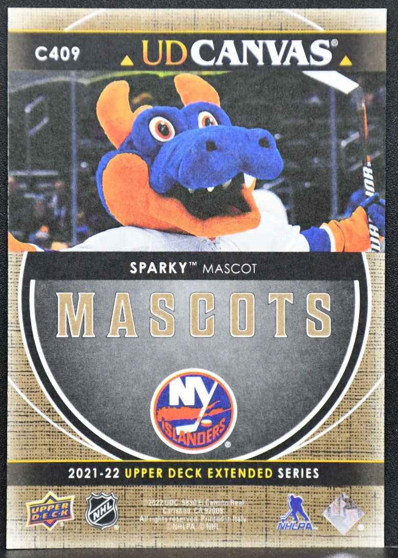 2021-22 UD Extended Series UD Canvas Mascots Sparky C409 New York Islanders 6187