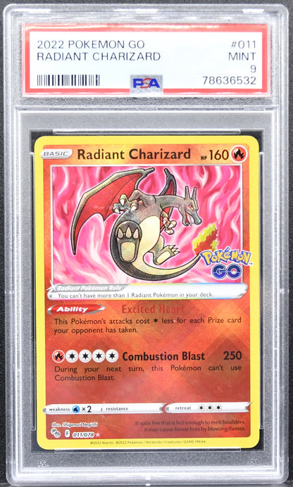 Pokémon Pokemon Go Radiant Charizard 011/078 Radiant Rare Holofoil PSA 9