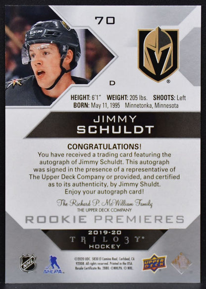2019-20 UD Trilogy Silver lvl1 Foil Schuldt Golden Knights RC Auto 375/399 9932