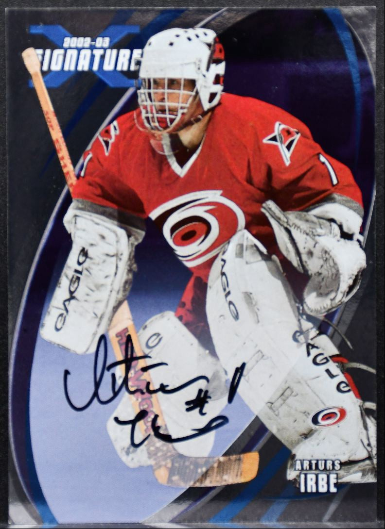 2002-03 In The Game Signature Auto Arturs Irbe 143 Carolina Hurricanes Auto 0826