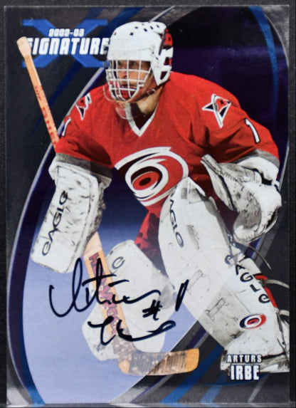 2002-03 In The Game Signature Auto Arturs Irbe 143 Carolina Hurricanes Auto 0826