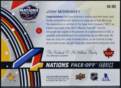 2025-26 SP GU 4 Nations Fabrics Auto Morrissey Canada Auto Jersey 4243