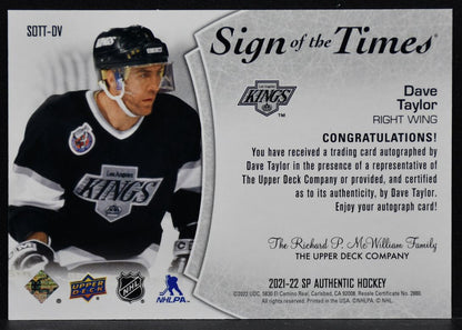 2021-22 SP Authentic Sign of the Times Dave Taylor SOTT-DV Los Angeles Auto