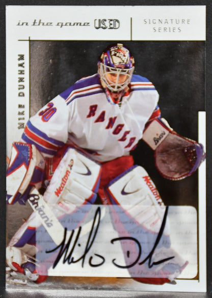 2003-04 In The Game Used Signature Series Mike Dunham A-MDU Rangers Auto 9765